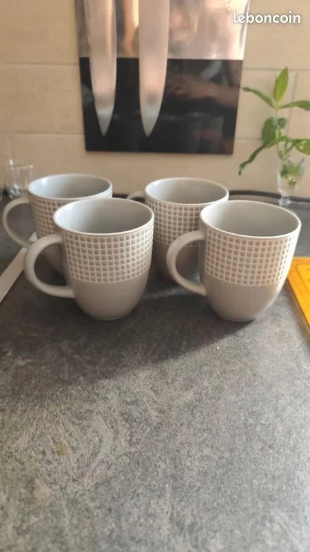 Lote de 4 tazas Barbier de gres verdadero – photo 2